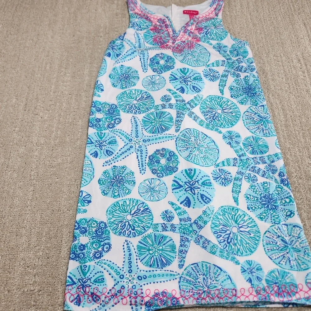 Lilly Pulitzer Shift Dress‎ Girls XL 14-16 Target Shell Sleeveless Embroidered